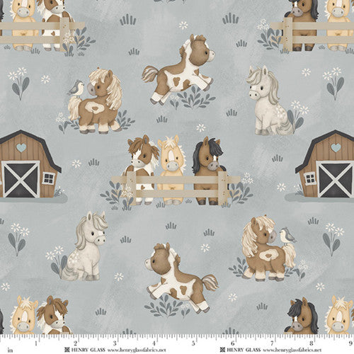 Tiny Trots Ponies in Pasture - Gray
