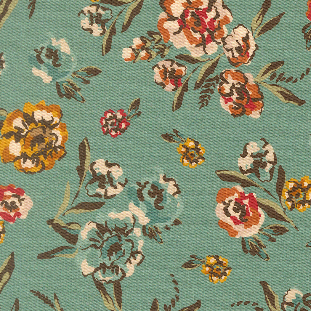 Flora Thread Teal fabric
