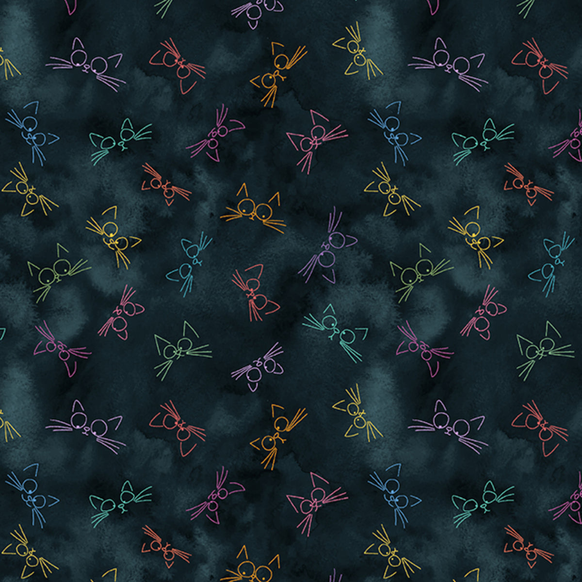 Herding Cats Landscaping Cat Faces Outline Forest fabric