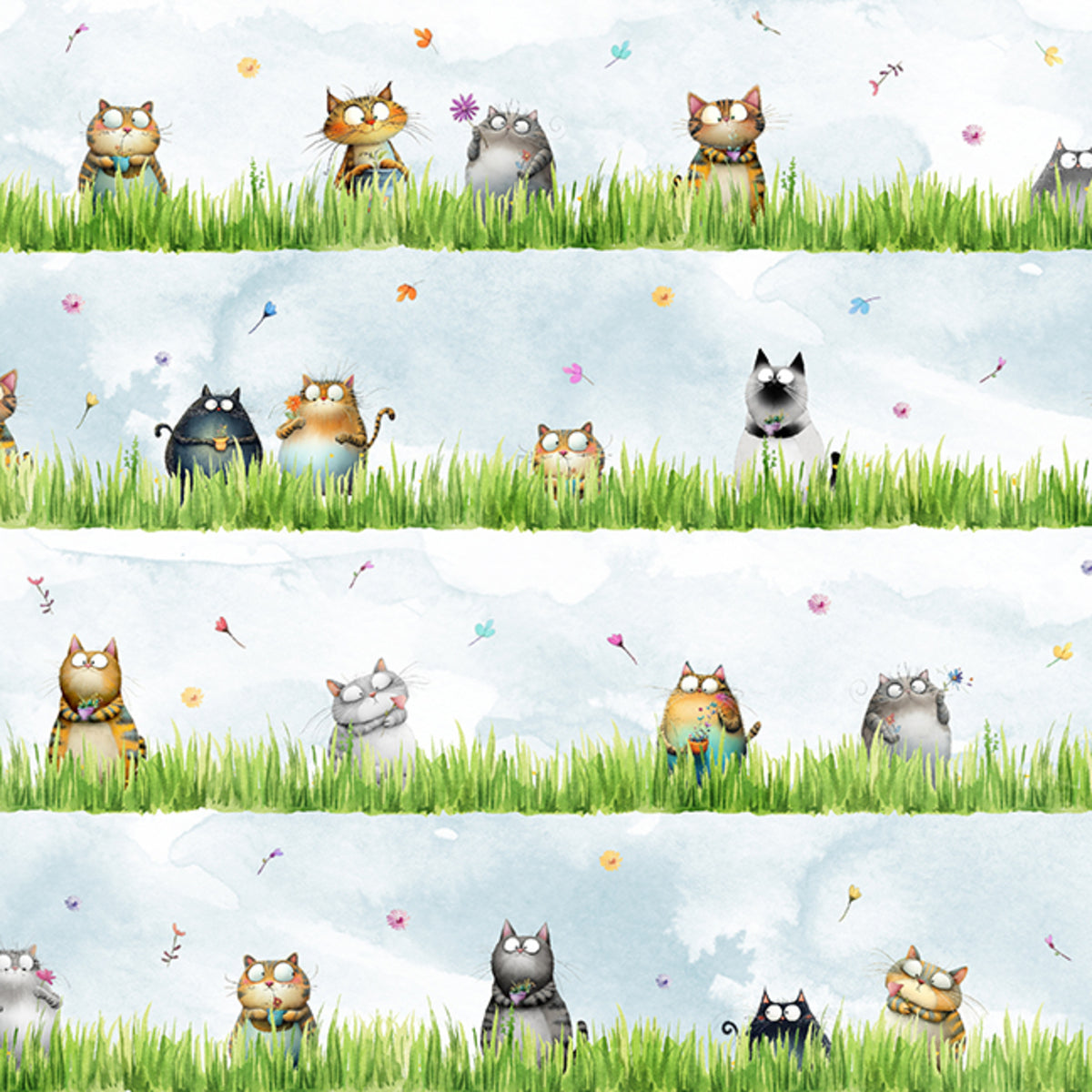Herding Cats Landscaping Mini Lawn Stripe Ice fabric