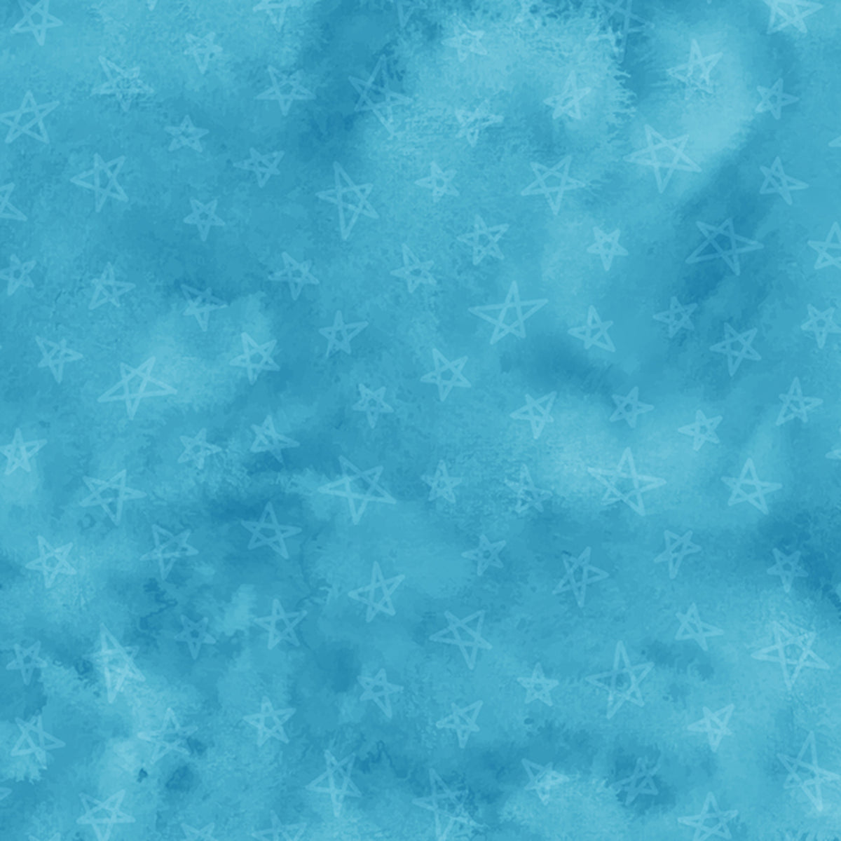 Herding Cats Landscaping Watercolor Texture Star Cyan fabric