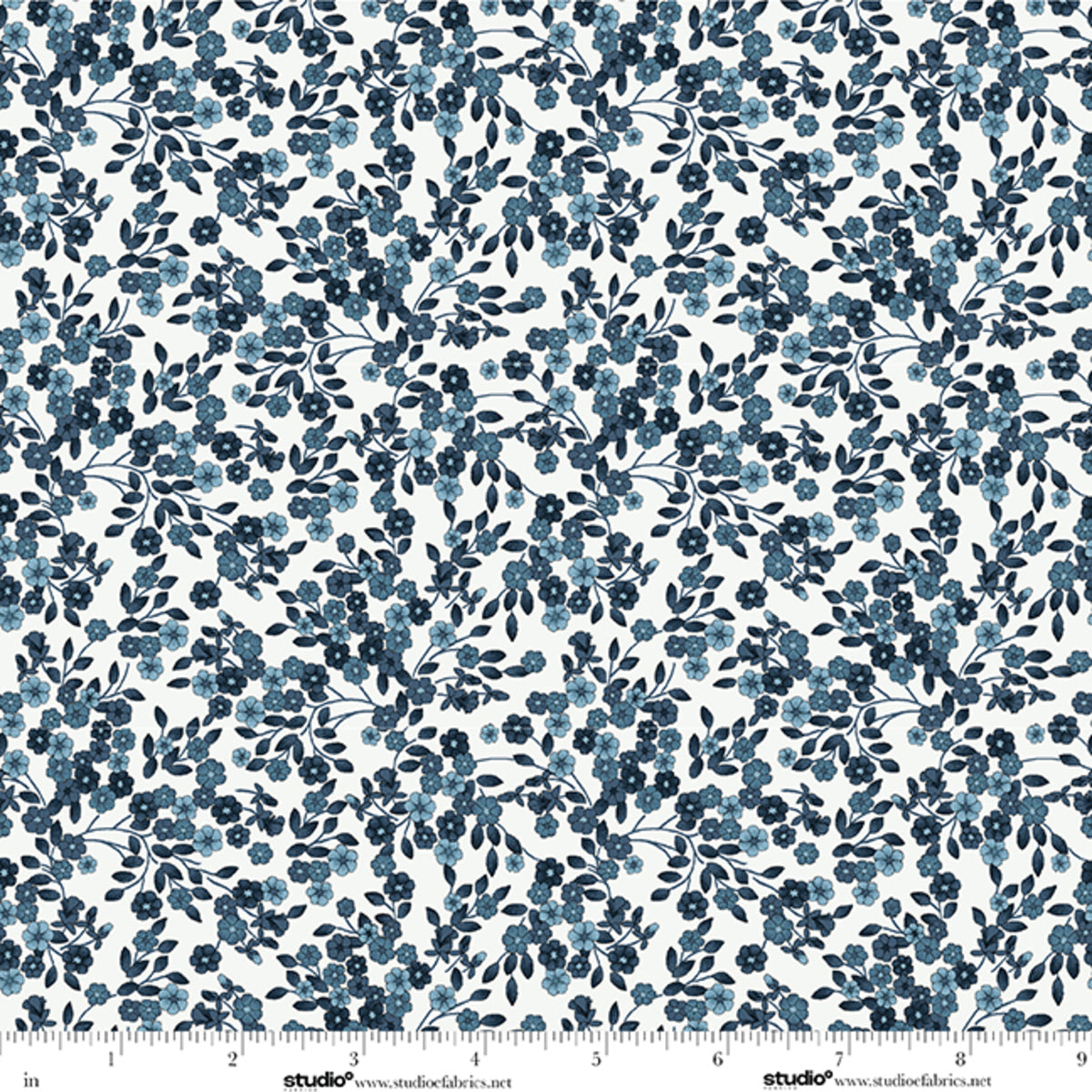 Bar Harbor Bar Harbor Ditsy Floral Vine - Sea Salt/Dark Blue by Chelsea DesignWorks
