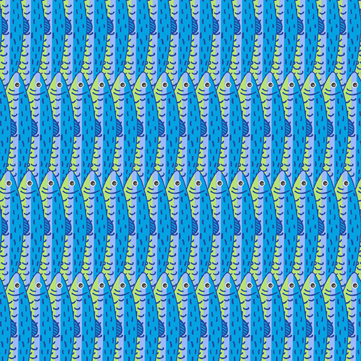 Fishy Business Fishy Business Stacked Sardines - Cyan by Mable Tari