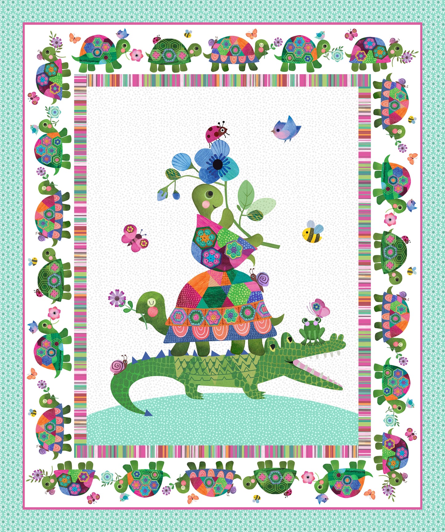 Topsy Turtles panel by Northcott Fabrics DP29315-10