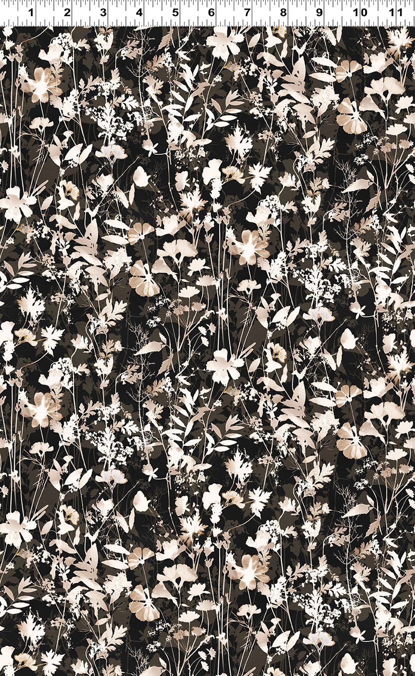 Naturescape II Meadow - Black fabric from Clothworks