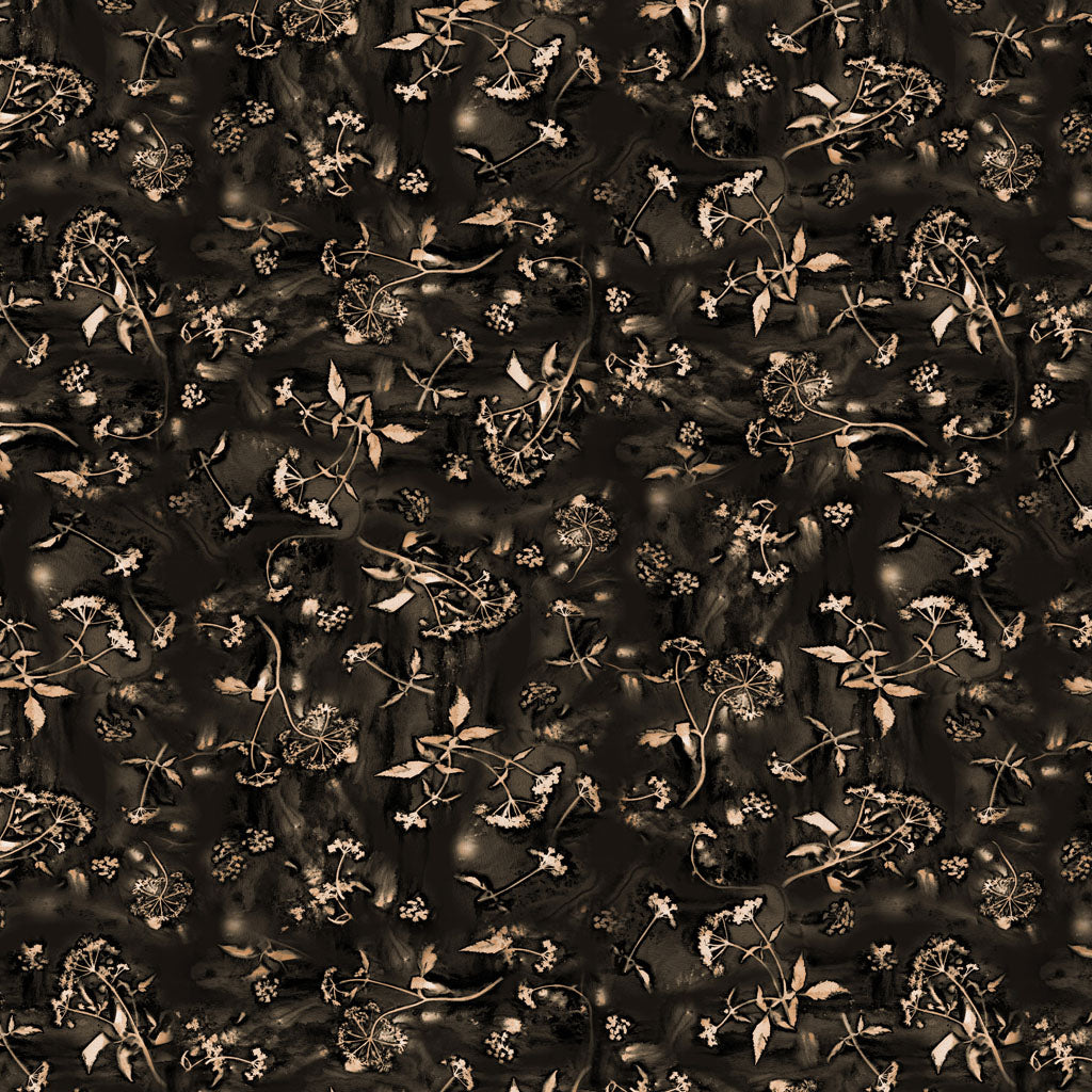 Naturescape II Sprigs - Black fabric from Clothworks