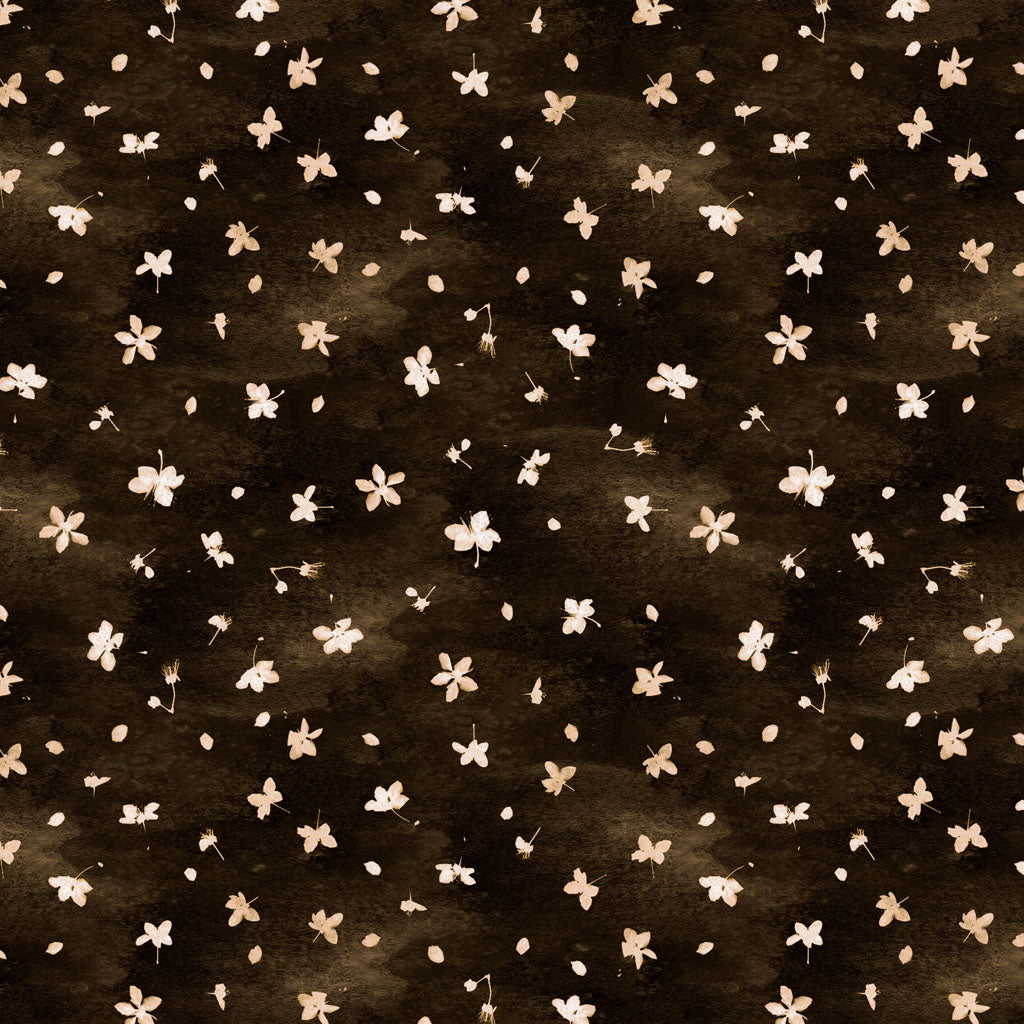Naturescape II Blossoms - Black fabric from Clothworks