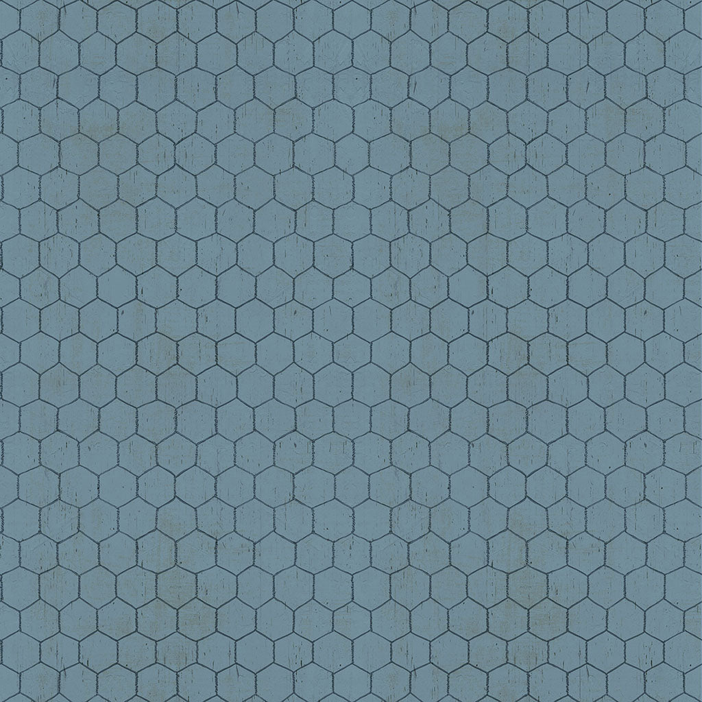 On the Farm Chicken Wire - Denim fabric from Clothworks