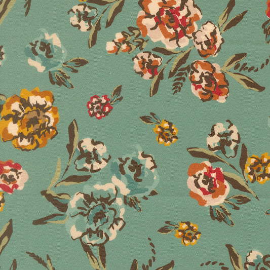 Flora Thread Teal fabric
