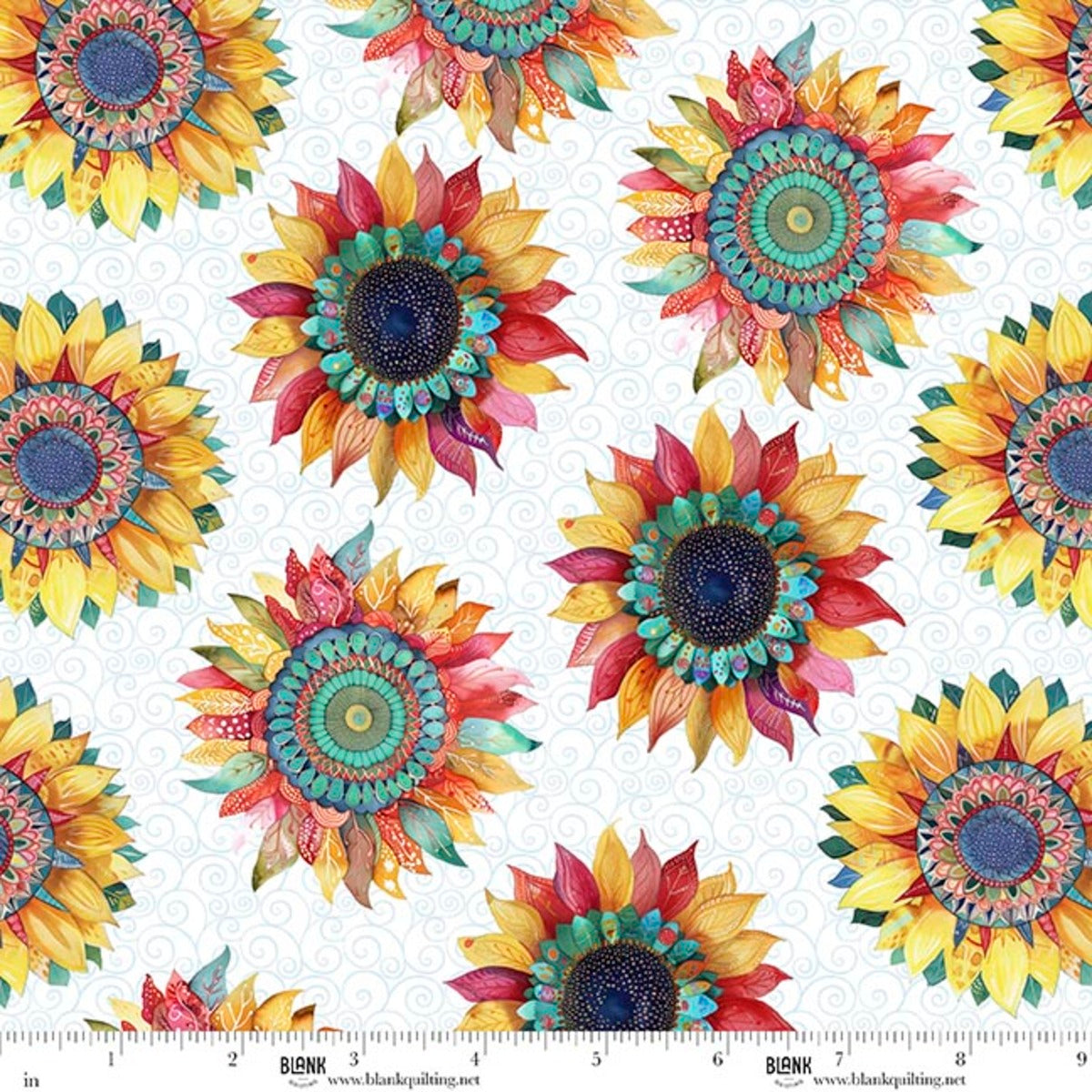Botanic Symphony Sunflowers Toss Multi fabric