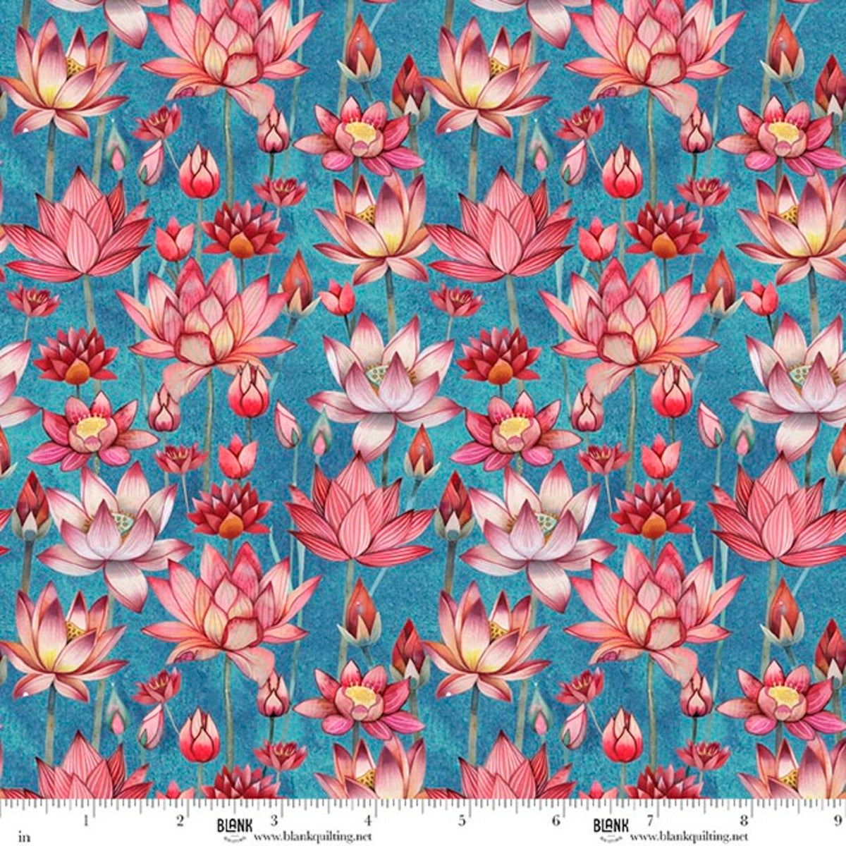 Botanic Symphony Lotus Teal fabric