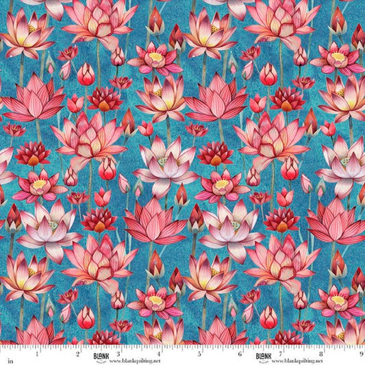 Botanic Symphony Lotus Teal fabric