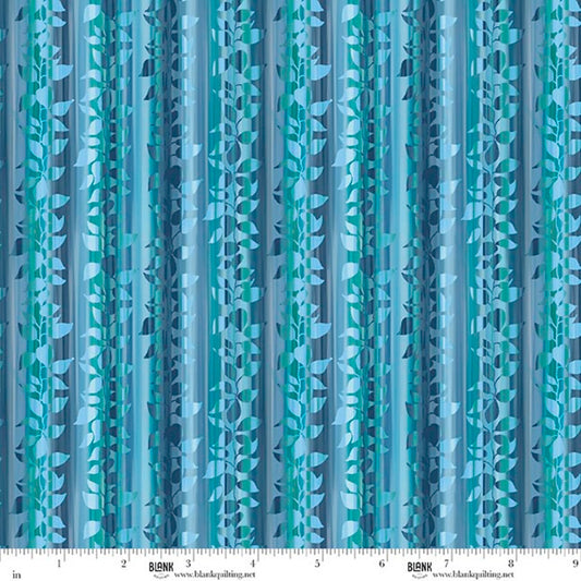 Botanic Symphony Vine Stripe Teal fabric