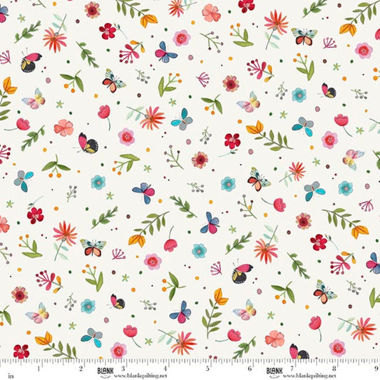 Botanic Symphony Mini Butterflies and Floral Toss Multi fabric