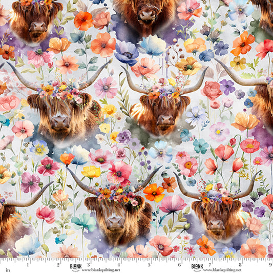 Déjà Moo Highland Flower Field Tertiary fabric