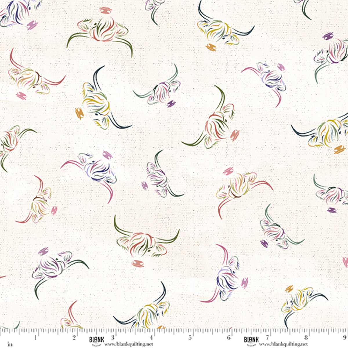 Déjà Moo Highland Linework Parchment fabric