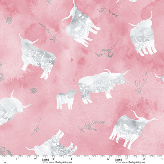 Déjà Moo Highland Silhoutte Flamingo fabric