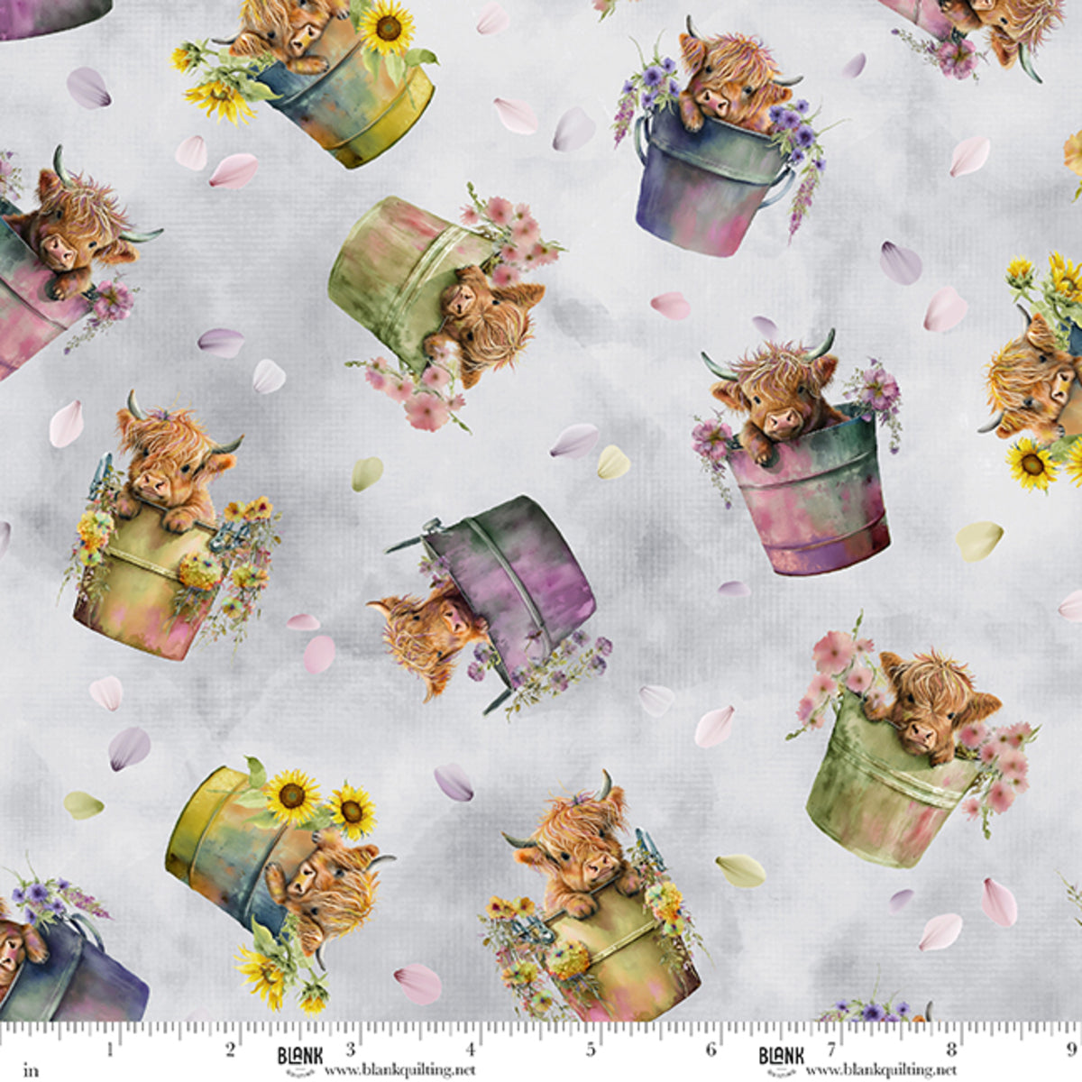 Déjà Moo Highland Baby Pails Mist fabric