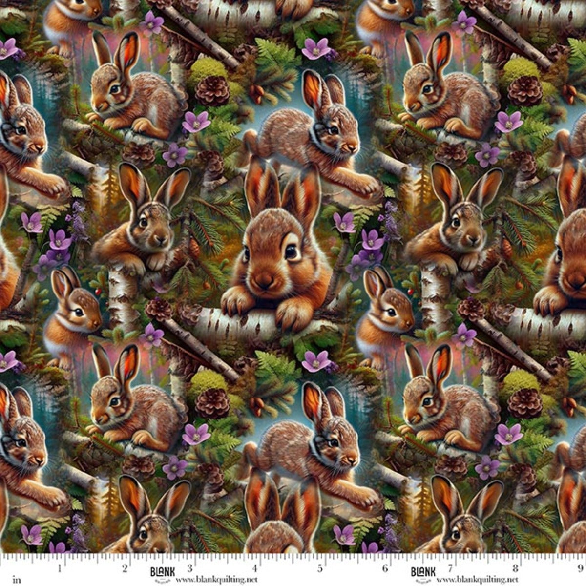 Babies in the Wild Hares Allover Brown fabric