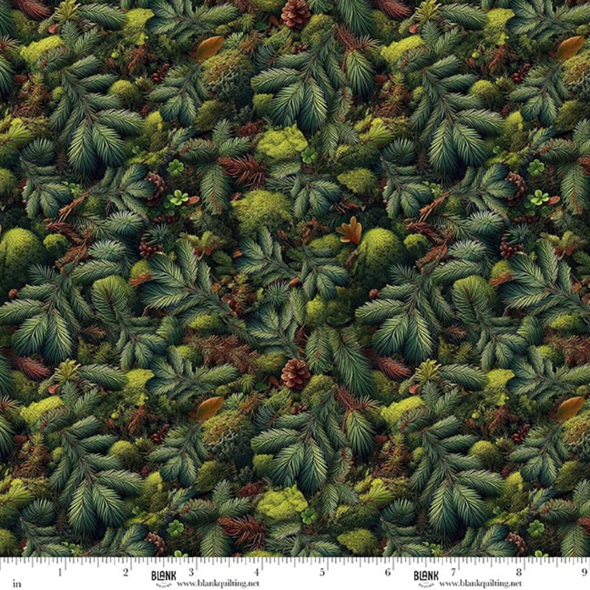 Babies in the Wild Pine Needles Green fabric