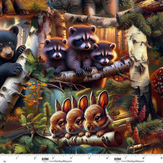 Babies in the Wild Baby Animal Allover Brown fabric