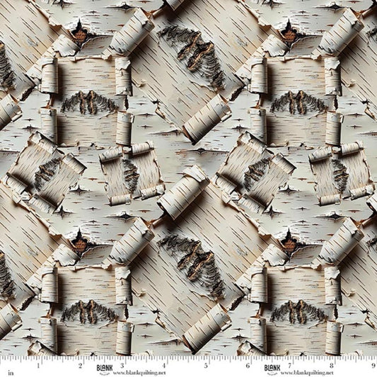 Babies in the Wild Tree Bark Texture Light Grey fabric