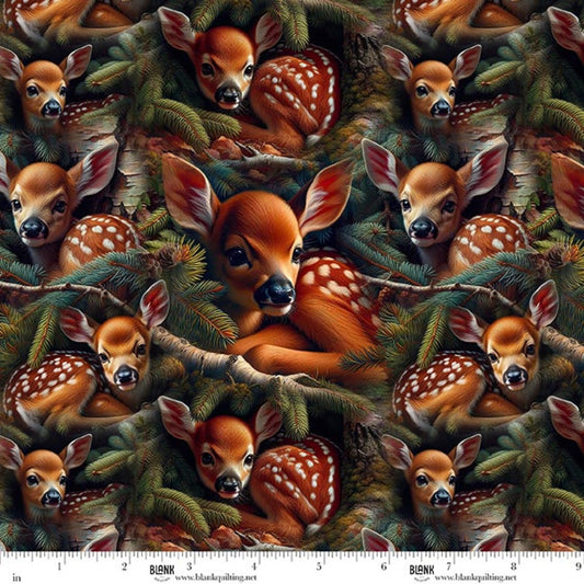 Babies in the Wild Fawn Allover Brown fabric
