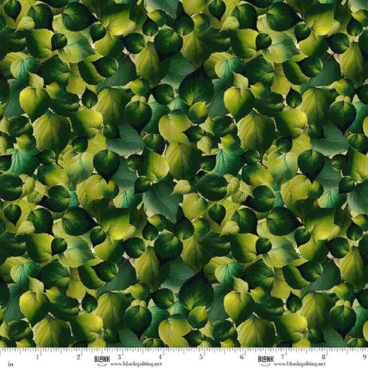 Babies in the Wild Leaves Green fabric