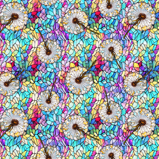 Make a Wish Mosaic and Dandelions Multi fabric