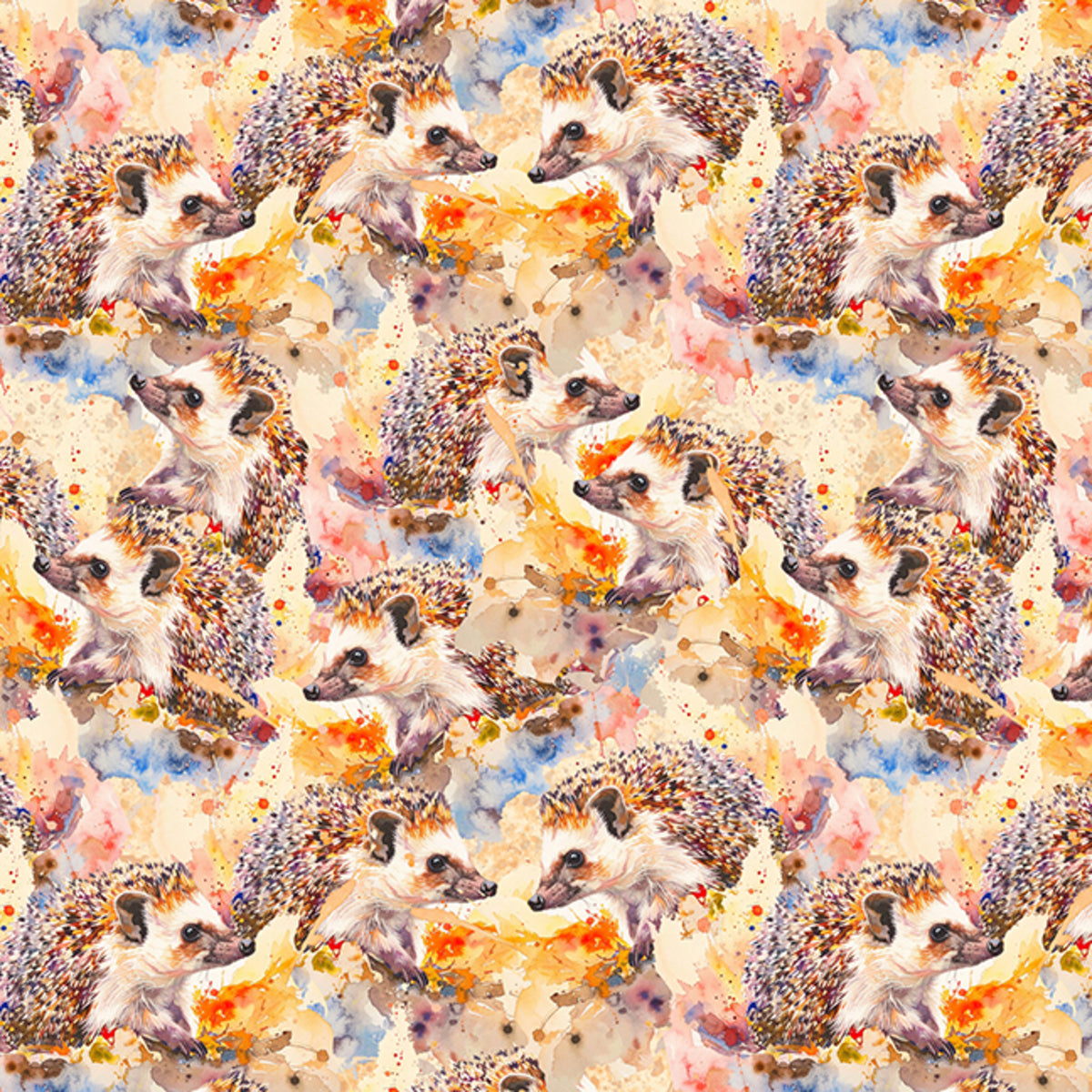 Brushed in Nature Hedgehogs Tan fabric