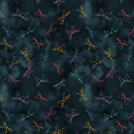 Herding Cats Landscaping Cat Faces Outline Forest fabric