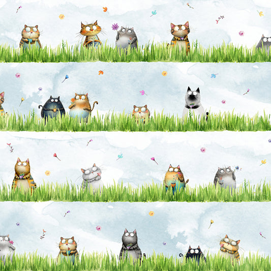 Herding Cats Landscaping Mini Lawn Stripe Ice fabric