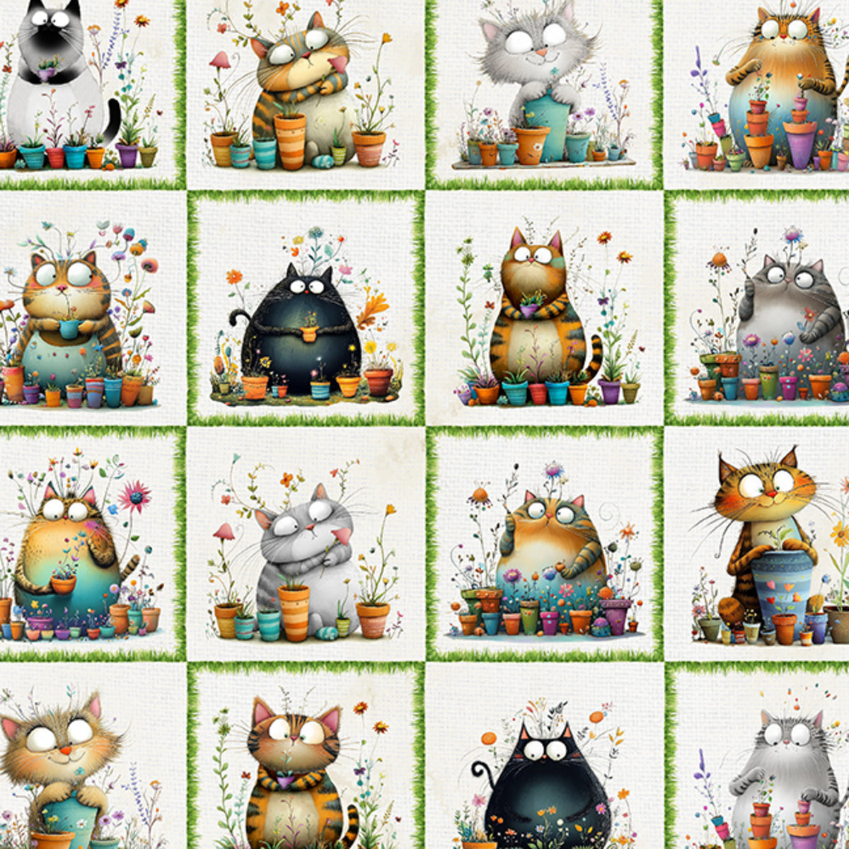 Herding Cats Landscaping Cat Boxes Cream fabric