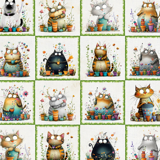 Herding Cats Landscaping Cat Boxes Cream fabric