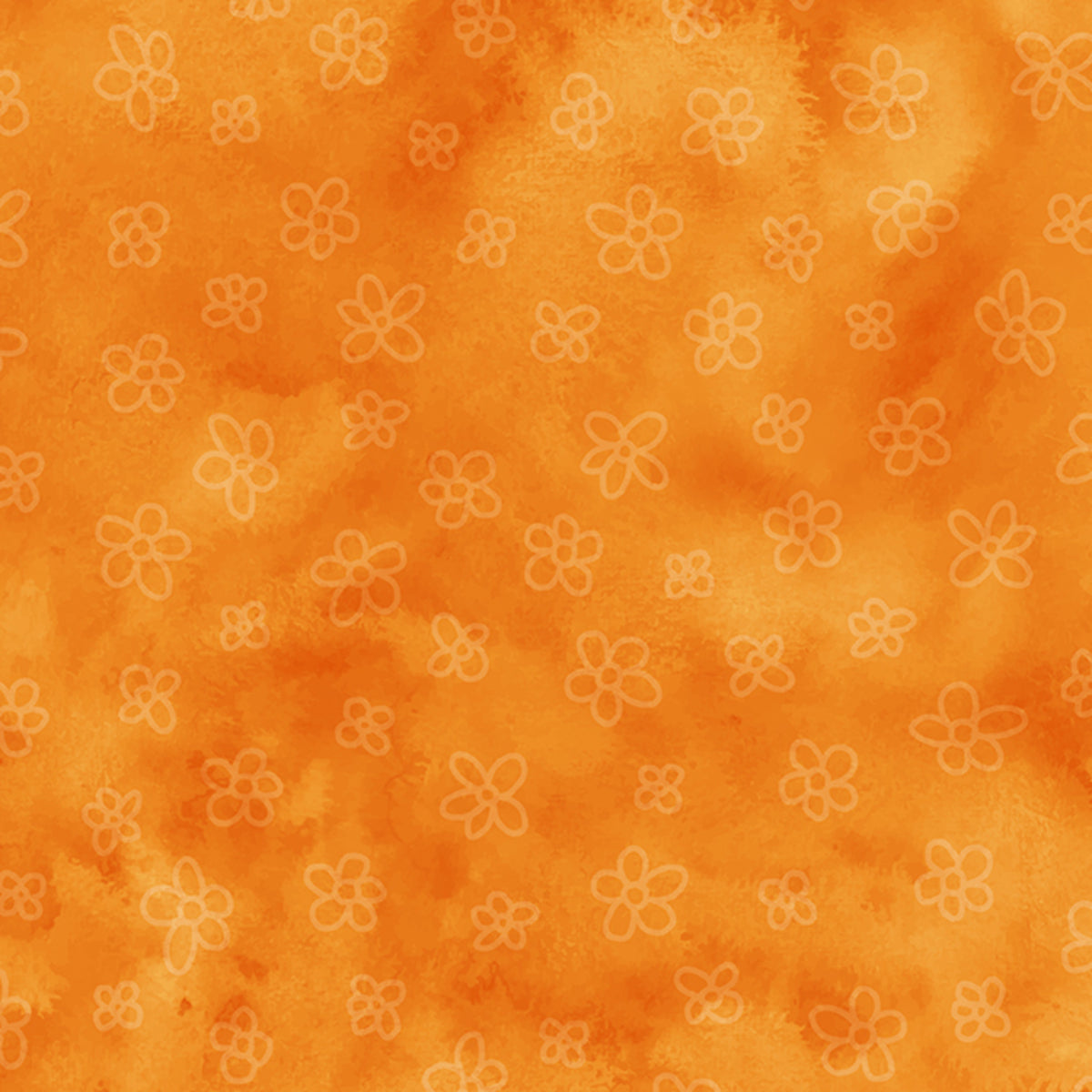 Herding Cats Landscaping Watercolor Texture Flower Tangerine fabric
