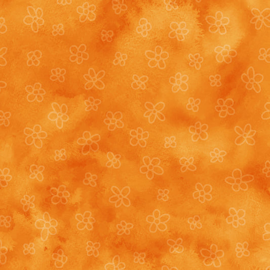Herding Cats Landscaping Watercolor Texture Flower Tangerine fabric