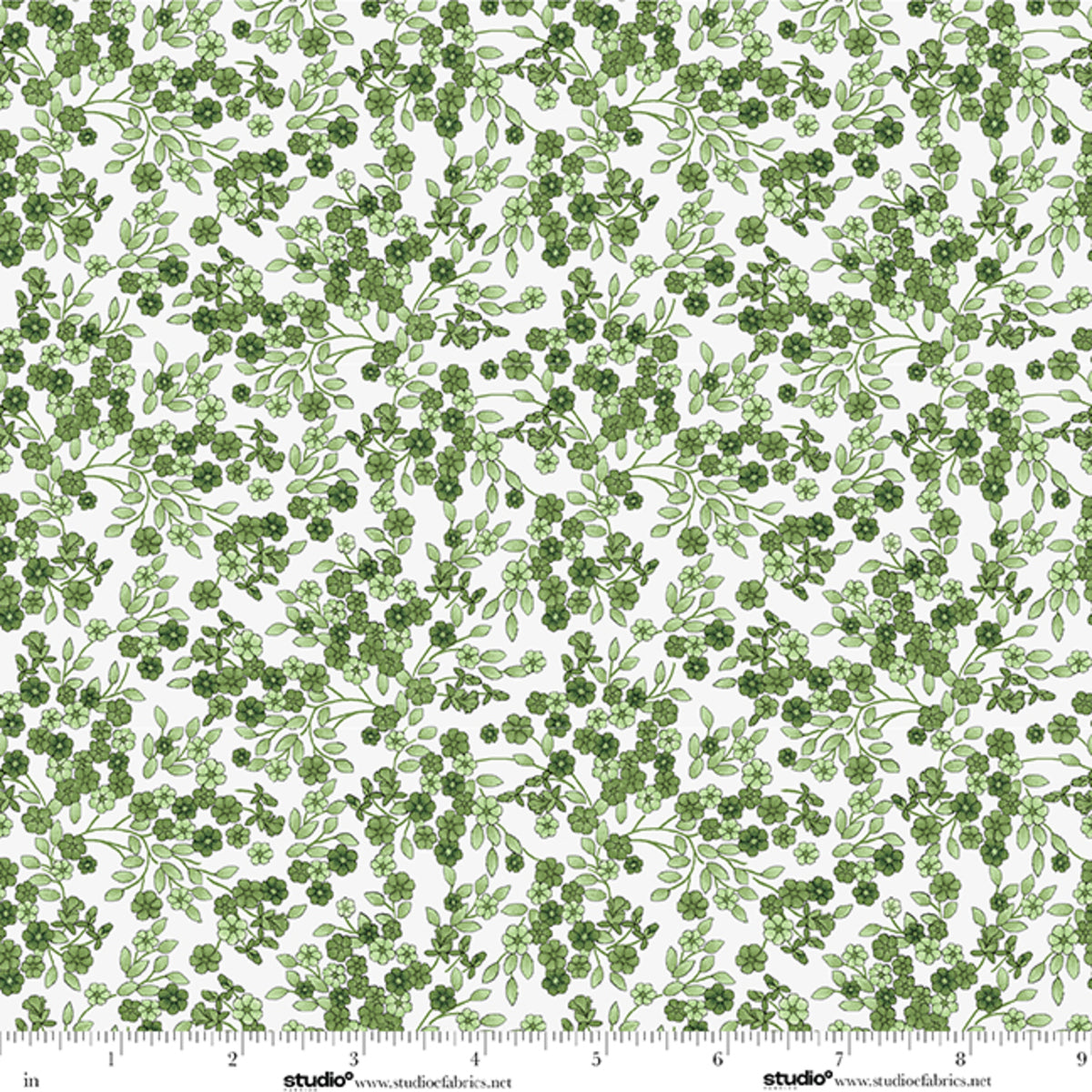 Bar Harbor Bar Harbor Ditsy Floral Vine - Sea Salt/Green by Chelsea DesignWorks