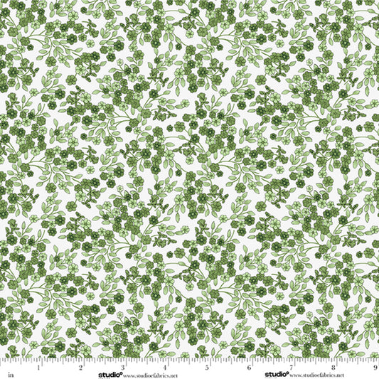 Bar Harbor Bar Harbor Ditsy Floral Vine - Sea Salt/Green by Chelsea DesignWorks