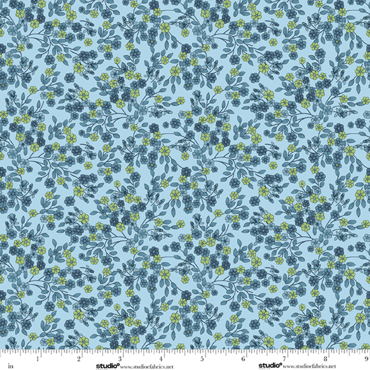 Bar Harbor Bar Harbor Ditsy Floral Vine - Chambray by Chelsea DesignWorks