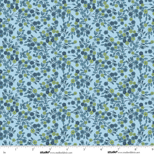 Bar Harbor Bar Harbor Ditsy Floral Vine - Chambray by Chelsea DesignWorks
