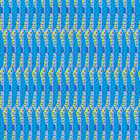 Fishy Business Fishy Business Stacked Sardines - Cyan by Mable Tari