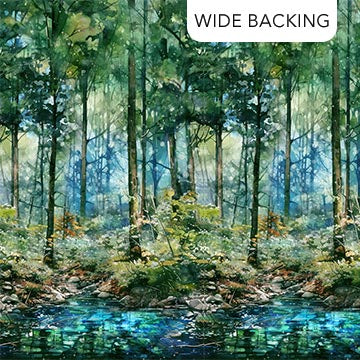 Serenity Springs - Wide Backing - Green Multi