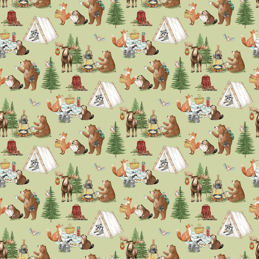Happy Camper Day Scene - Green Multi