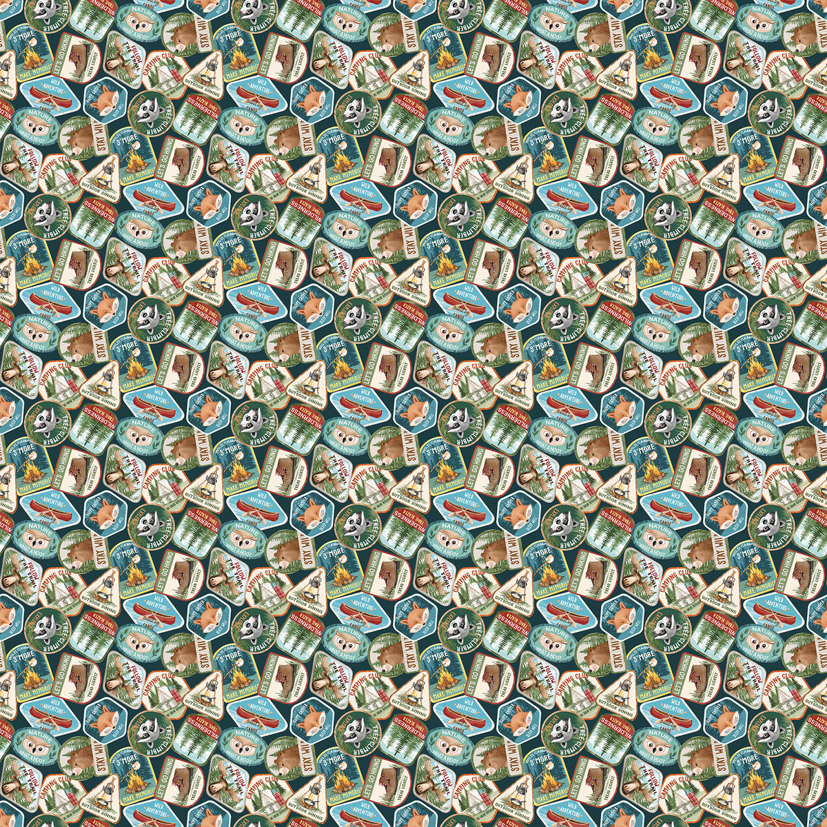 Happy Camper Camping Badges - Teal Multi