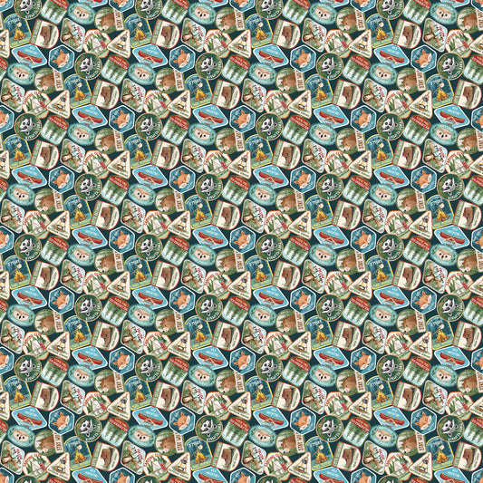 Happy Camper Camping Badges - Teal Multi
