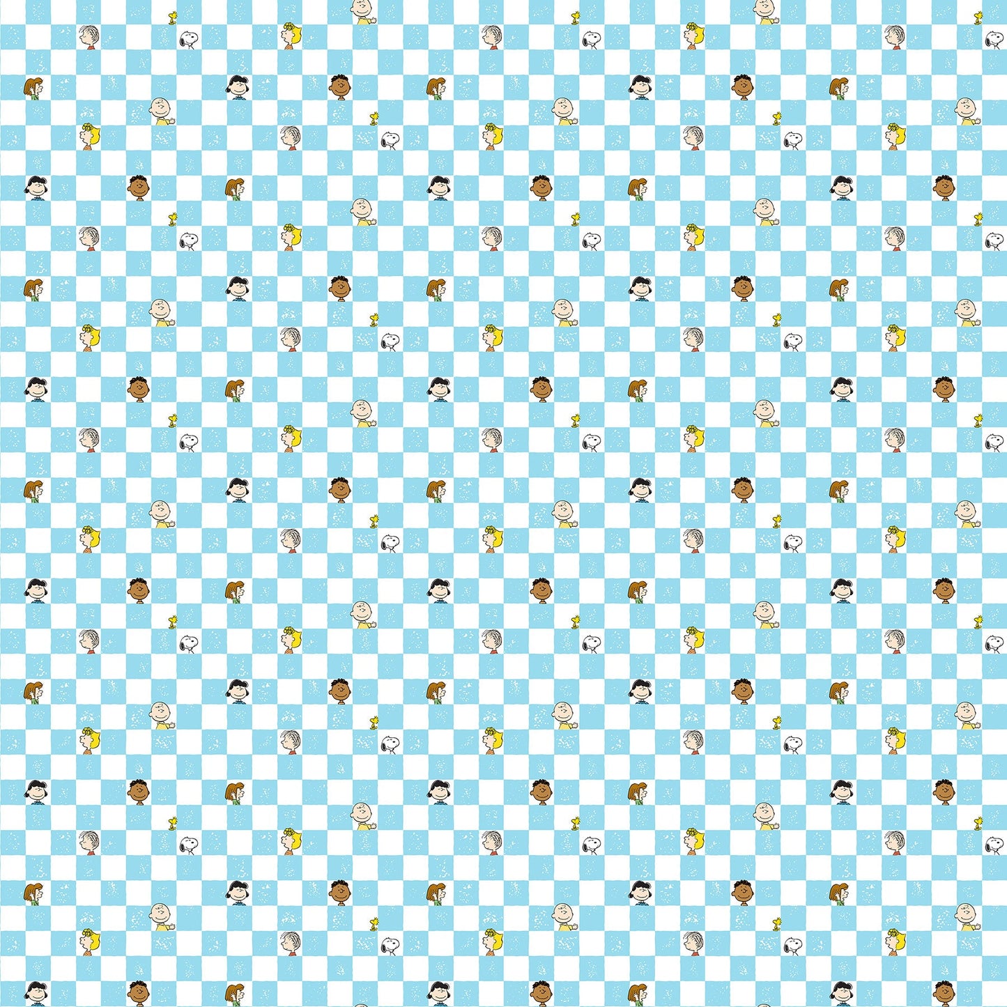 Peanuts - Yardage - Checkers - Light Blue