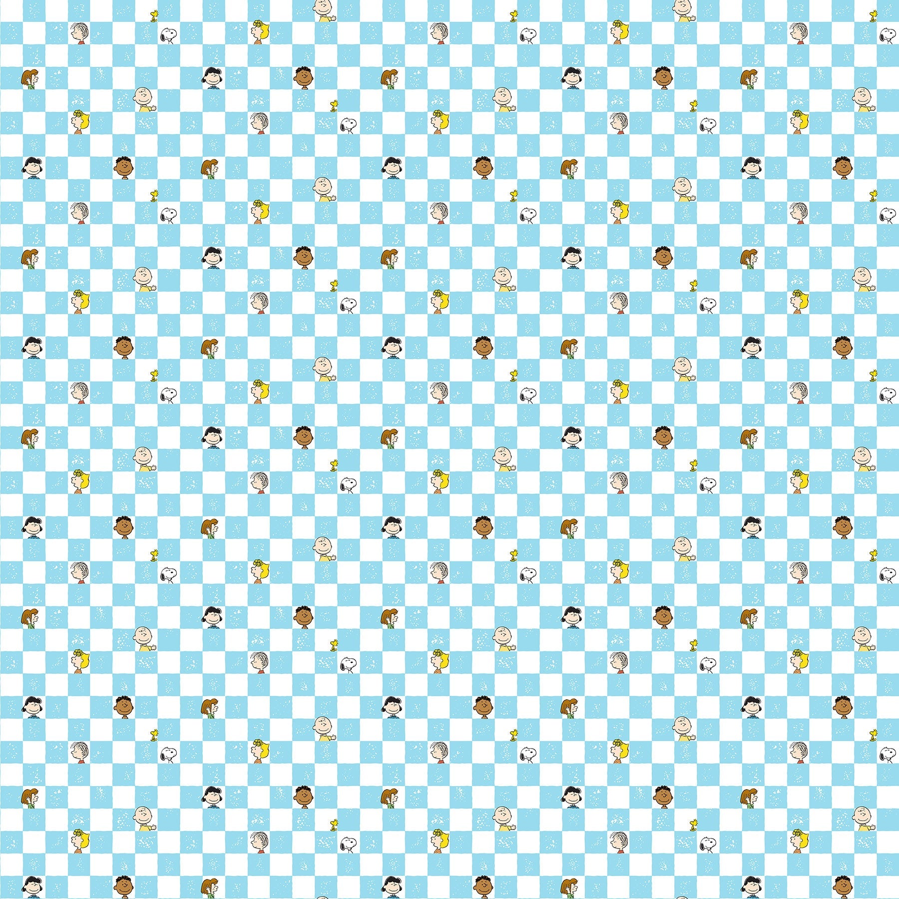 Peanuts - Yardage - Checkers - Light Blue
