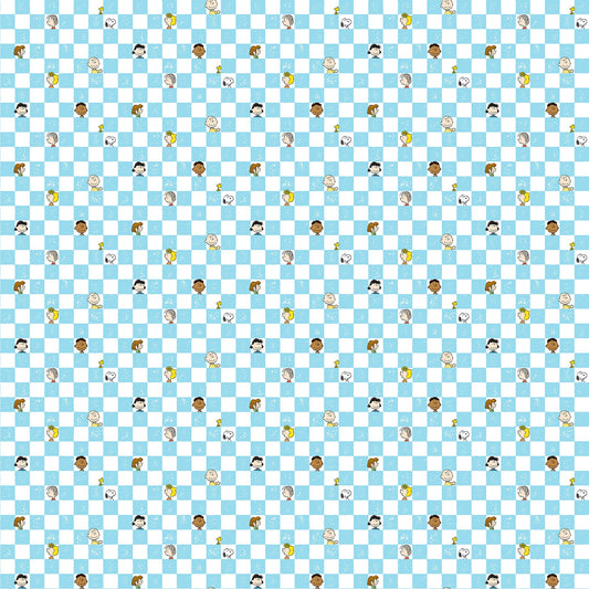 Peanuts - Yardage - Checkers - Light Blue