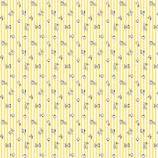 Peanuts - Yardage - Snoopy Stripe - Yellow White