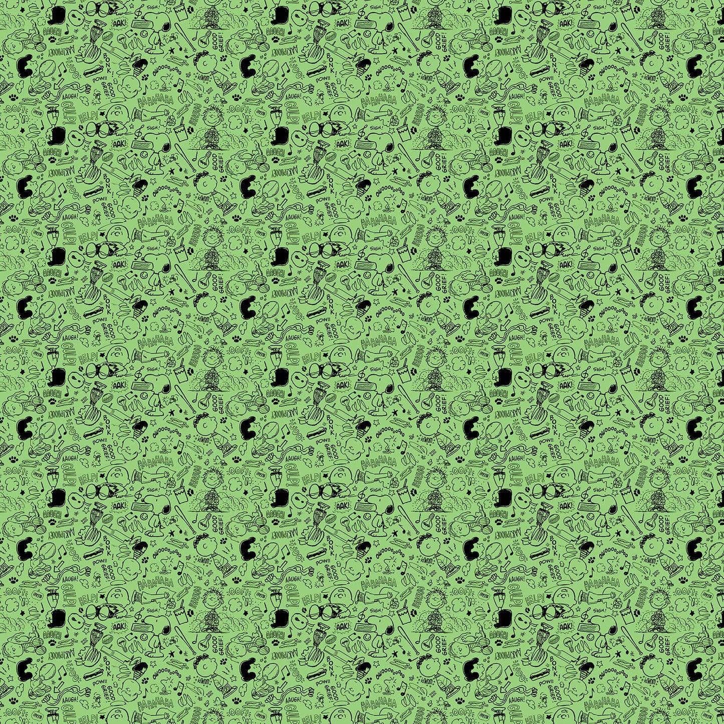 Peanuts - Yardage - Gang Doodle - Green